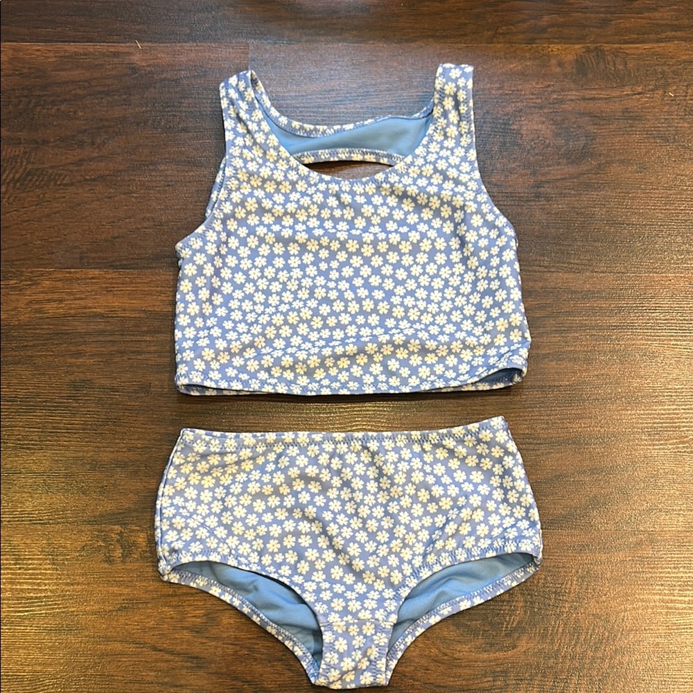 Girl’s GAP Floral Blue Two-Piece Swimsuit Sz S